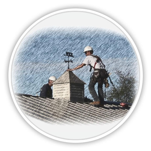 illustration of a crew member working on a roof